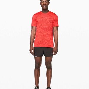 Lululemon Metal Vent Orange Red Patterned T-Shirt Sz XL